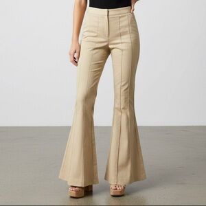 Rosie Assoulin Beige High Waisted Flared Leg Pants Size 4 NWT